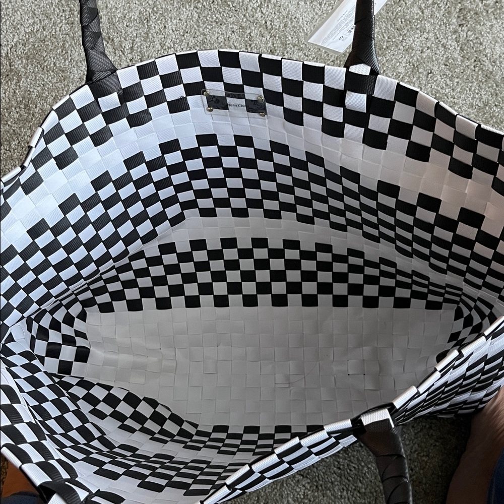 Kate Spade Monochrome Checkered Handbag Beach Bag Tote - gift - Picture 4 of 7